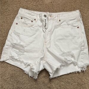 American Eagle Outfitters White Distressed Jean Cutoff Shorts